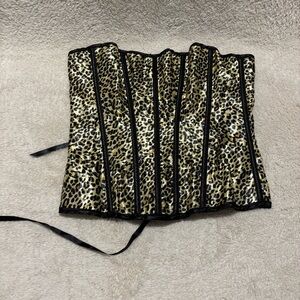 Leopard print lace up corset